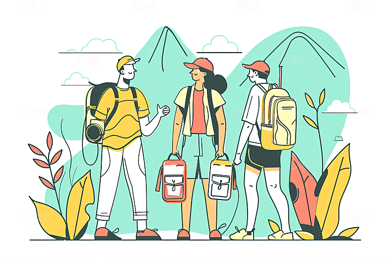 扁平风旅游高清休闲插画