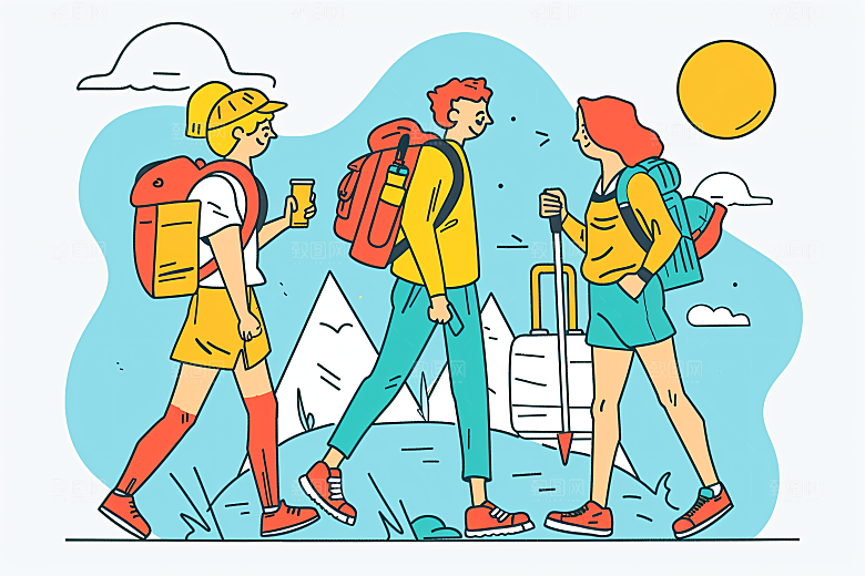 扁平风旅游休闲户外插画