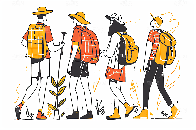 扁平风旅游旅行高清插画