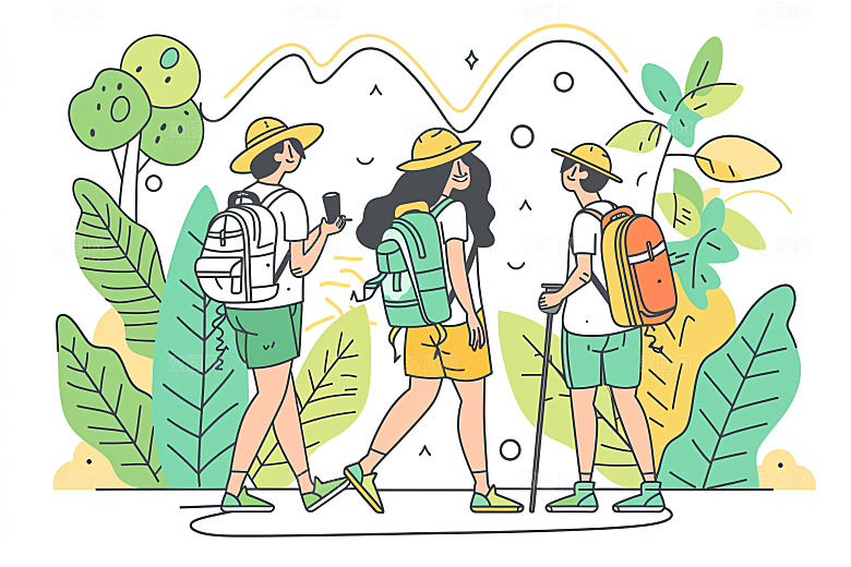扁平风旅游手绘高清插画