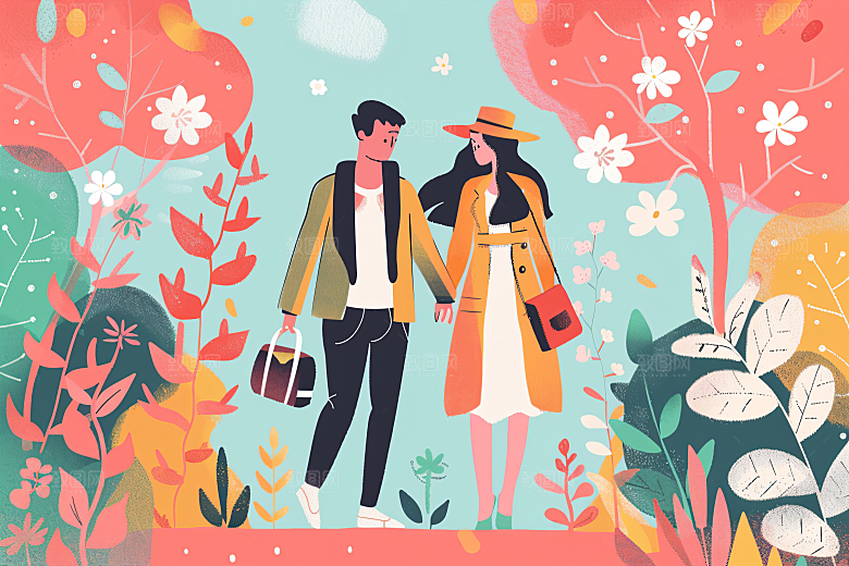 扁平风旅游户外旅行插画