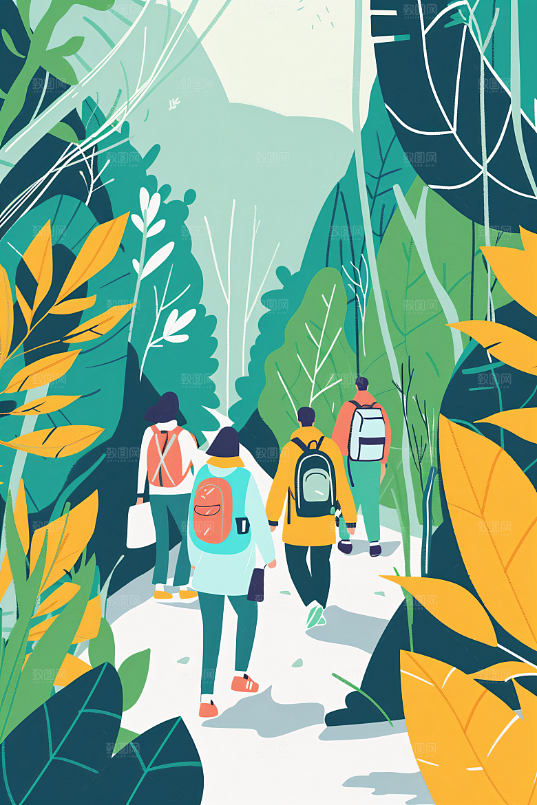 扁平风旅游高清简约插画