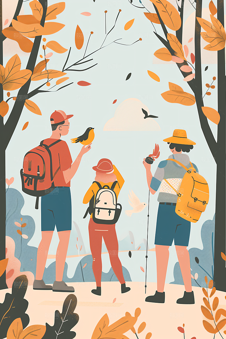 扁平风旅游高清氛围感插画