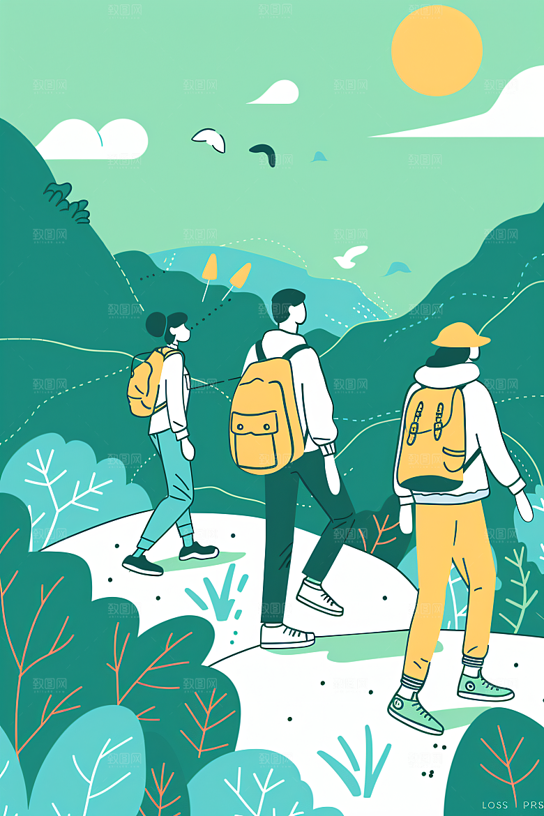 扁平风旅游旅行简约插画
