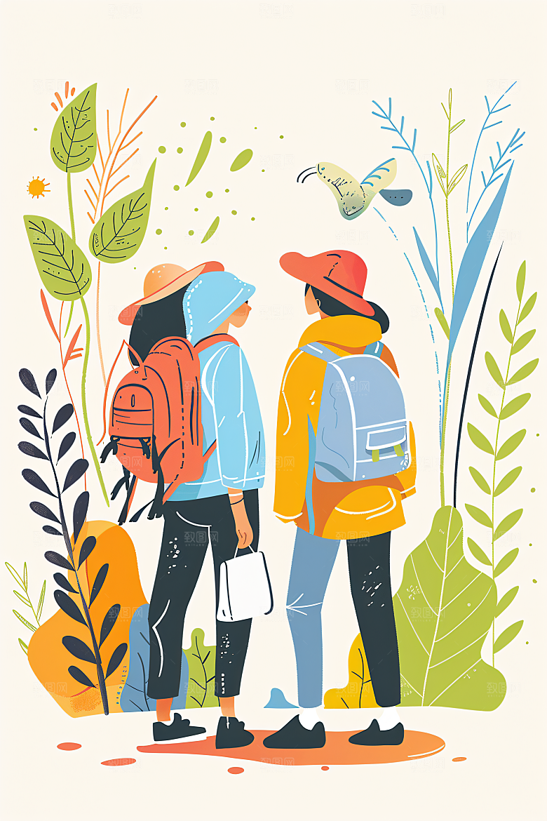 扁平风旅游高清彩色插画