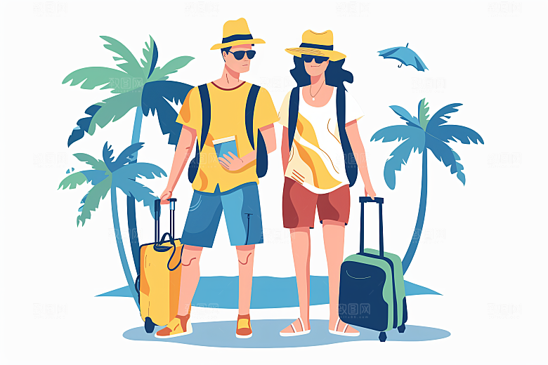 扁平风旅游休闲户外插画