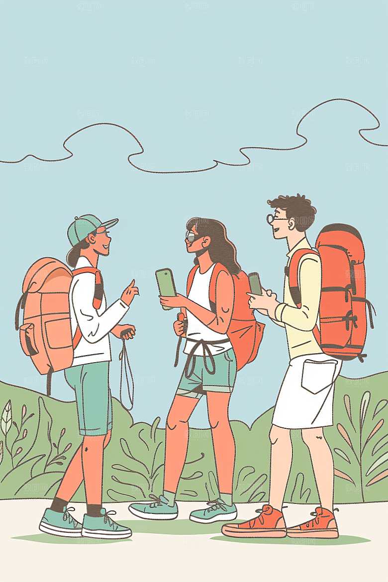 扁平风旅游高清休闲插画