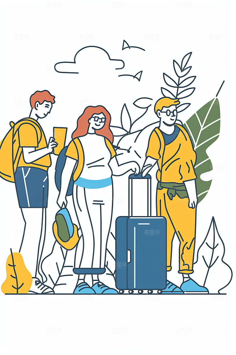 扁平风旅游自然休闲插画
