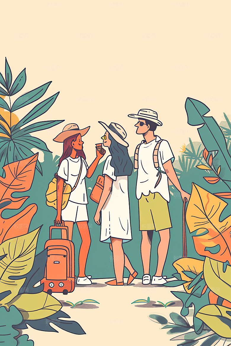 扁平风旅游旅行户外插画