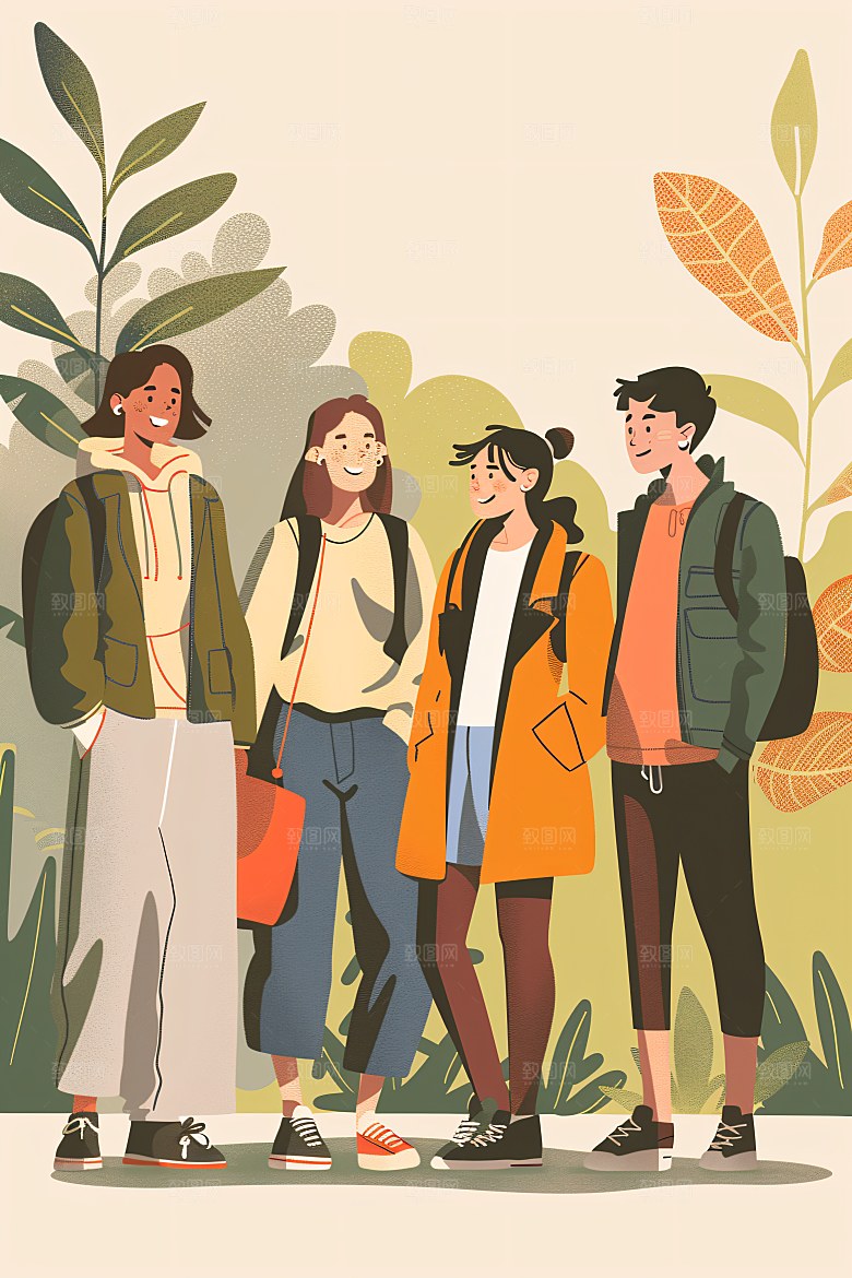 扁平风旅游旅行自然插画