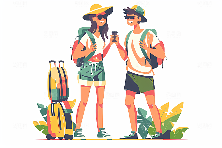 扁平风旅游旅行自然插画