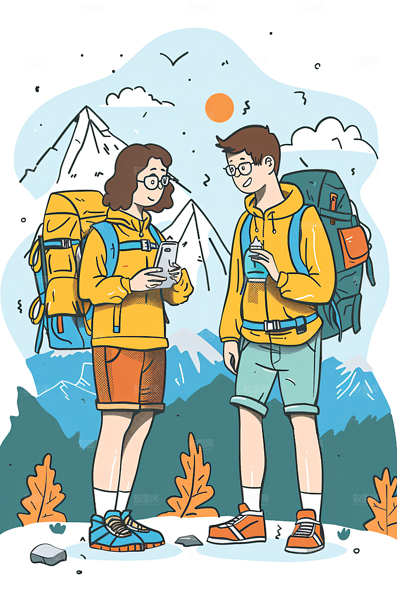 扁平风旅游户外高清插画