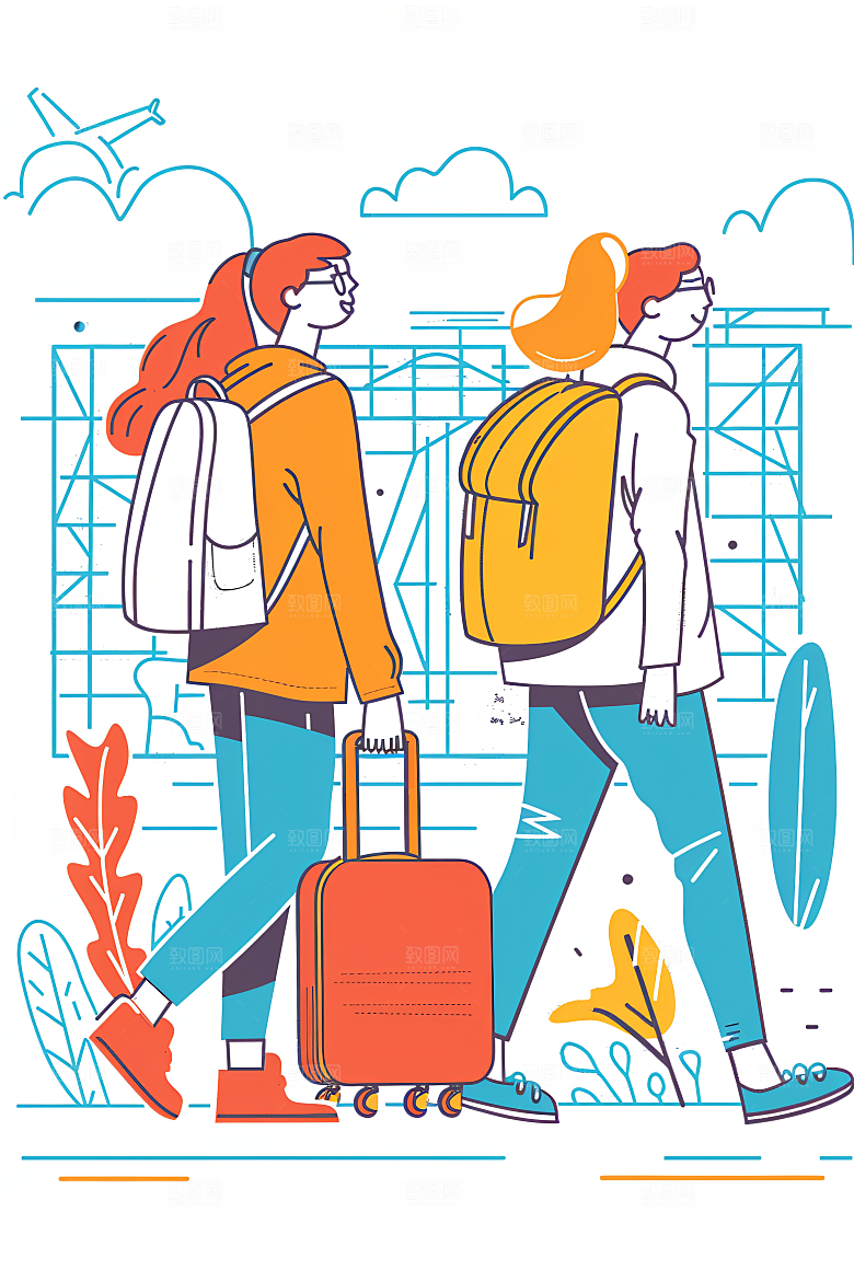 扁平风旅游自然休闲插画