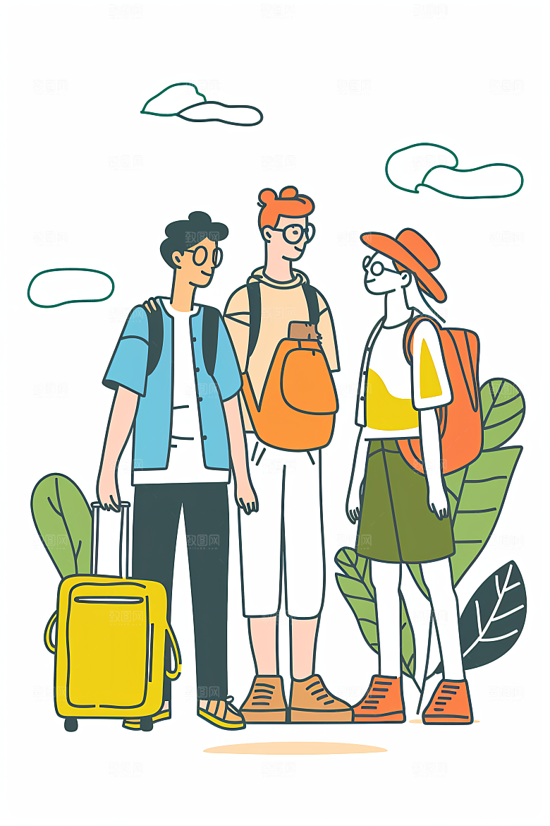 扁平风旅游旅行高清插画