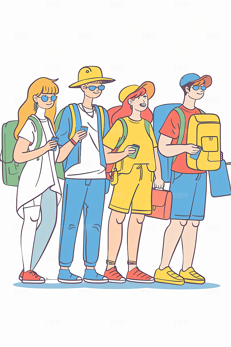 扁平风旅游彩色高清插画