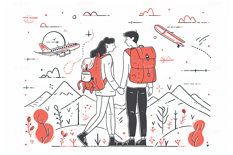 扁平风旅游高清简约插画