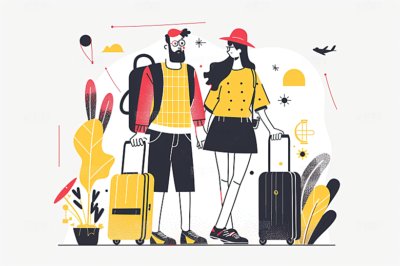 扁平风旅游自然户外插画