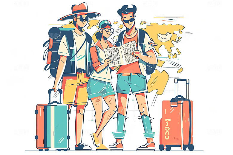 扁平风旅游户外休闲插画