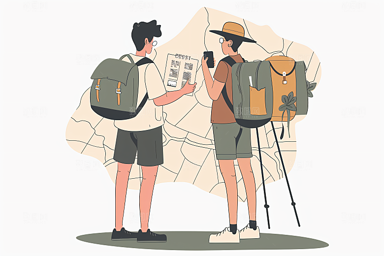 扁平风旅游旅行休闲插画