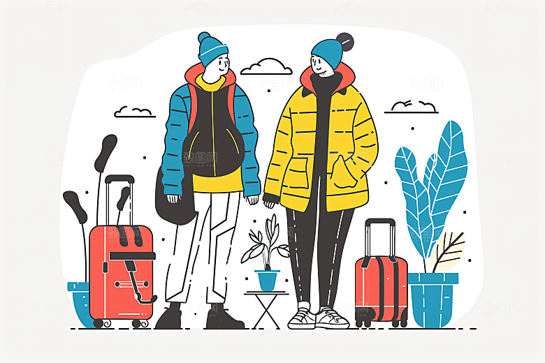 扁平风旅游简约山野插画