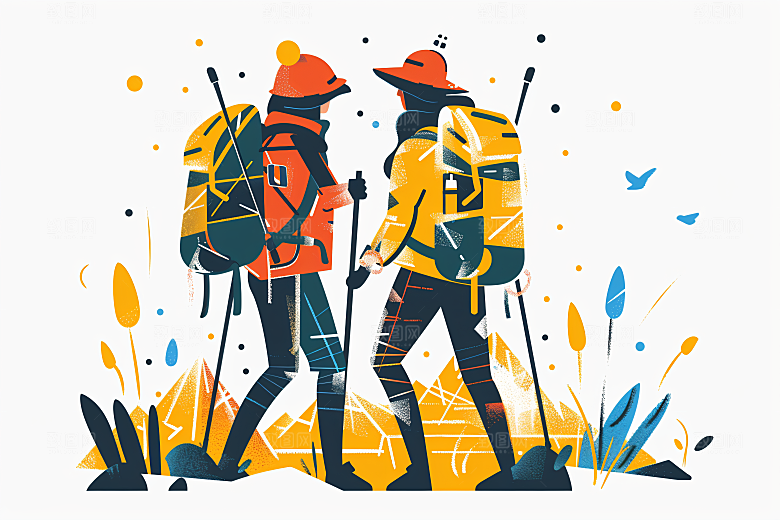 扁平风旅游自然户外插画