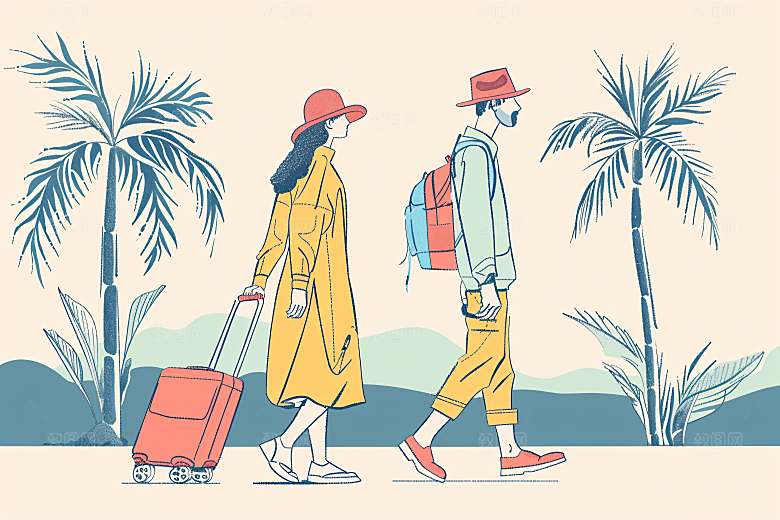扁平风旅游清新高清插画