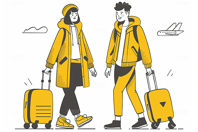 扁平风旅游休闲手绘插画