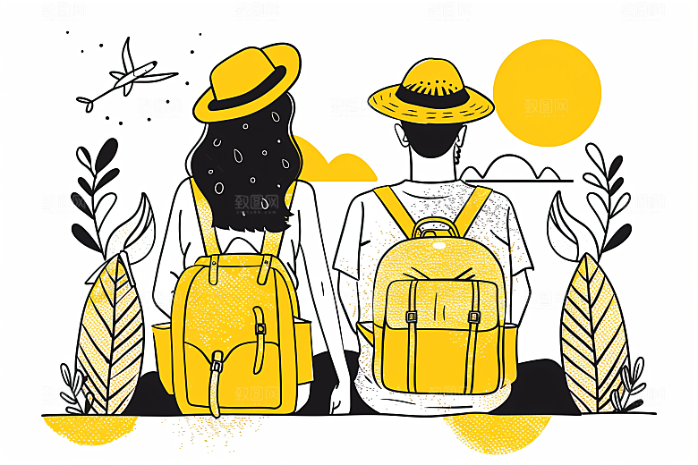 扁平风旅游高清清新插画
