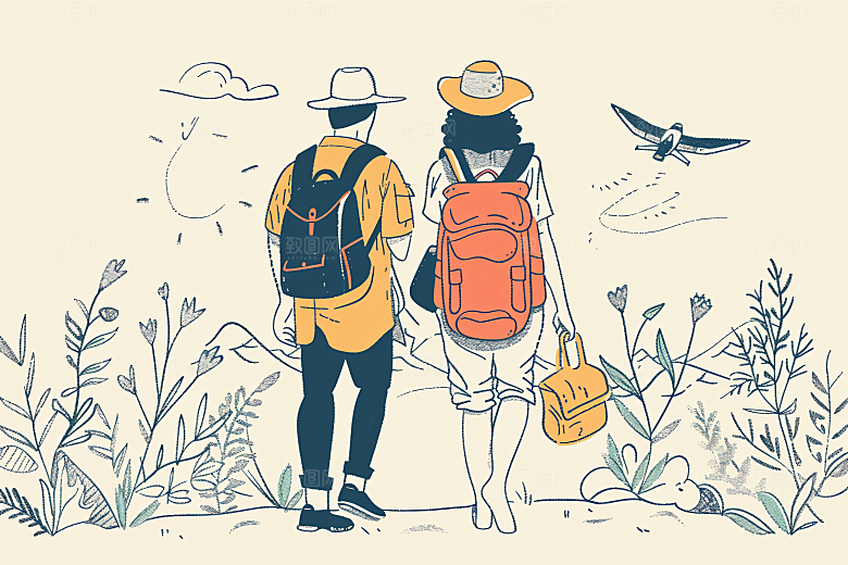 扁平风旅游高清简约插画