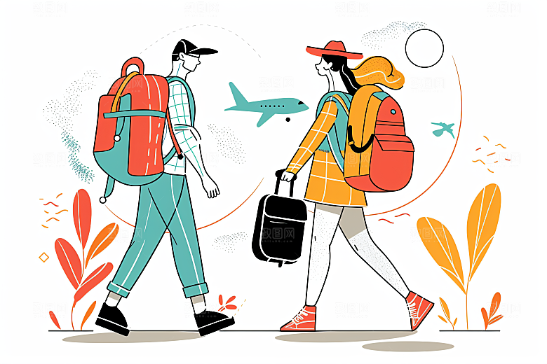 扁平风旅游旅行户外插画