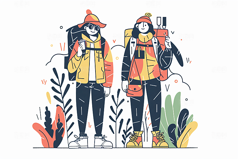 扁平风旅游高清简约插画