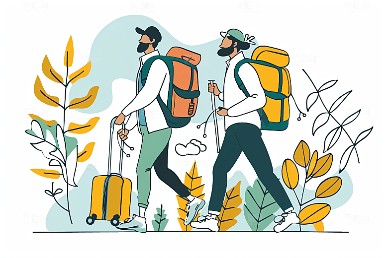 扁平风旅游氛围感高清插画