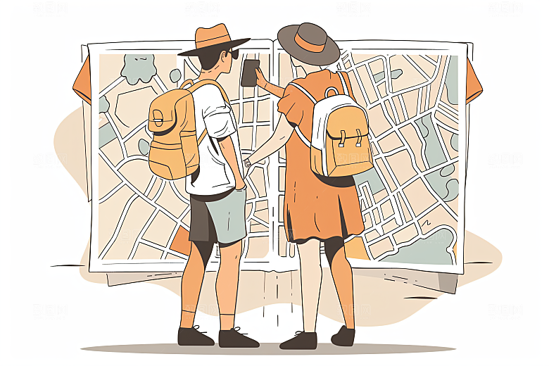 扁平风旅游休闲手绘插画
