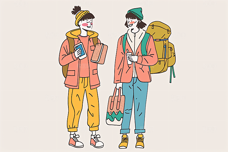 扁平风旅游自然休闲插画
