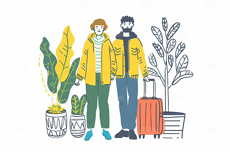 扁平风旅游户外高清插画