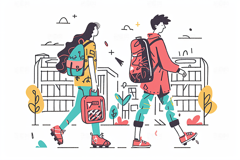 扁平风旅游高清休闲插画