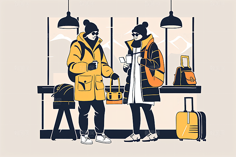 扁平风旅游山野户外插画