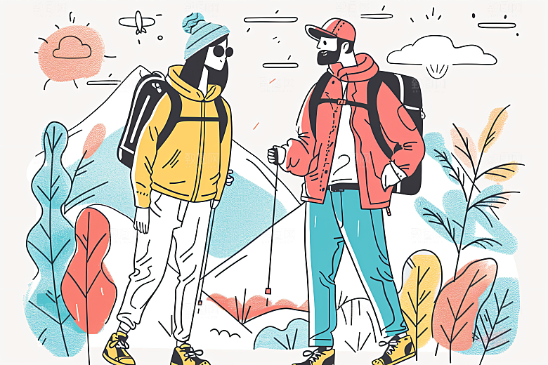 扁平风旅游彩色高清插画