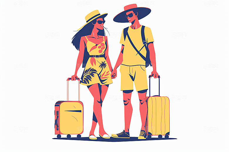 扁平风旅游休闲户外插画