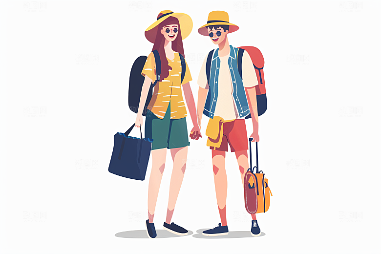 扁平风旅游旅行自然插画