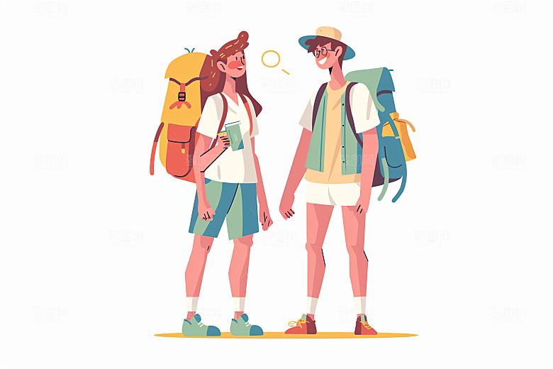 扁平风旅游高清氛围感插画