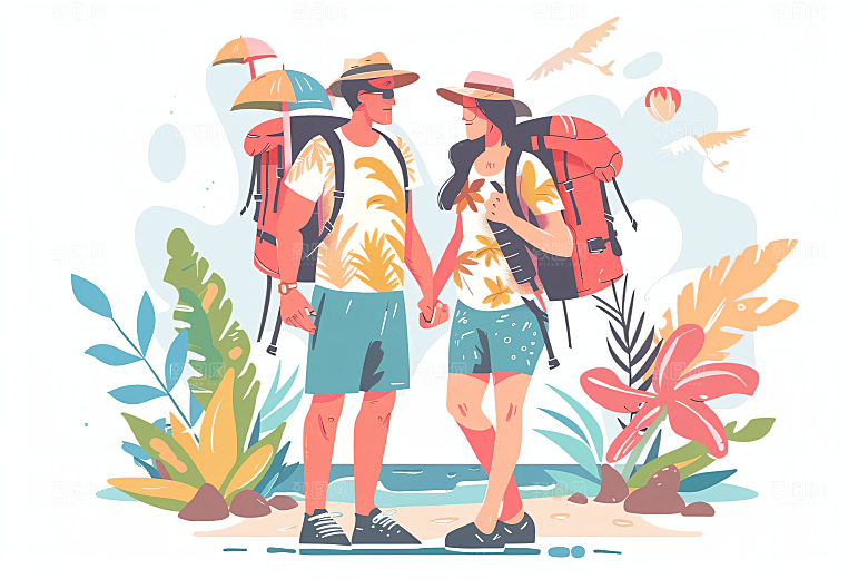 扁平风旅游自然高清插画