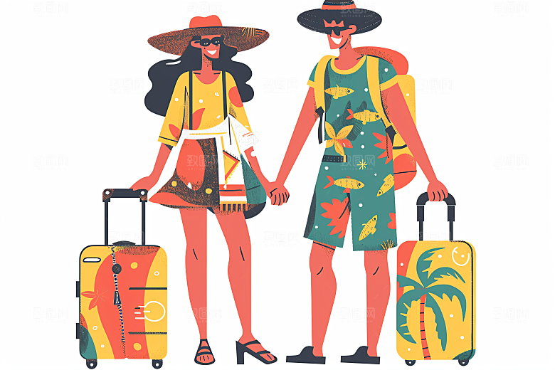 扁平风旅游户外旅行插画