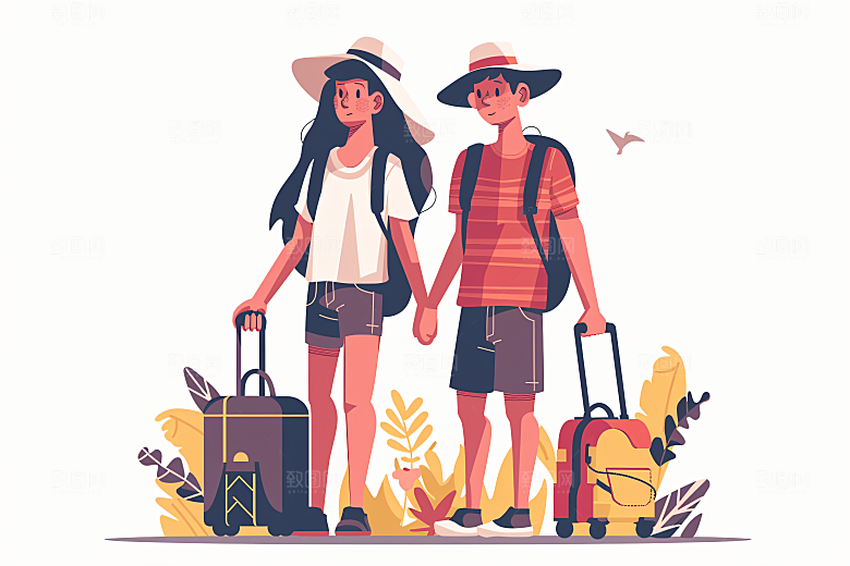 扁平风旅游高清简约插画