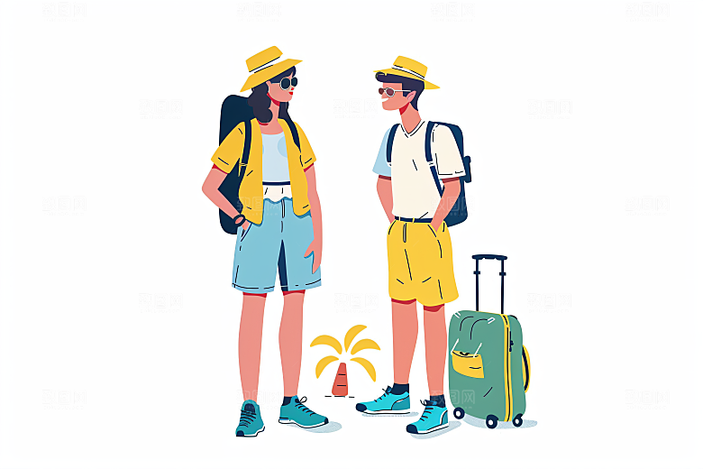 扁平风旅游山野自然插画