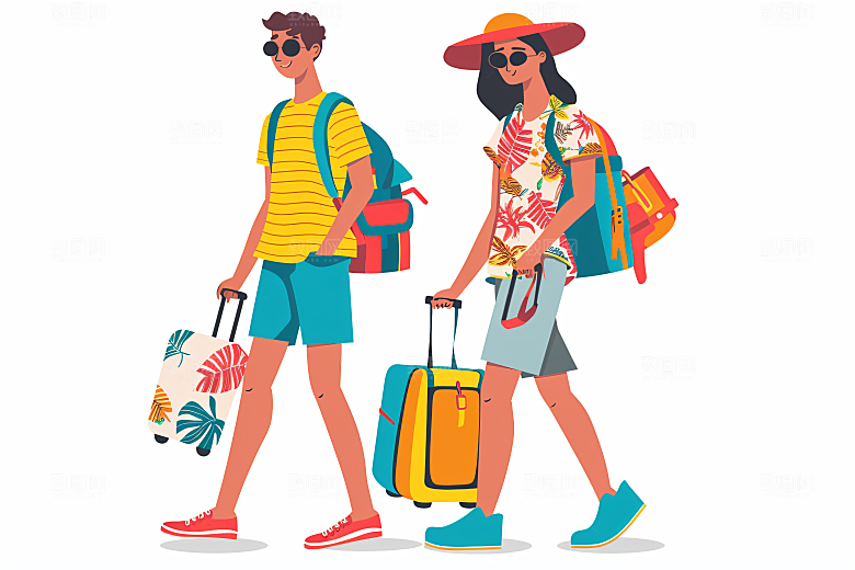 扁平风旅游自然户外插画