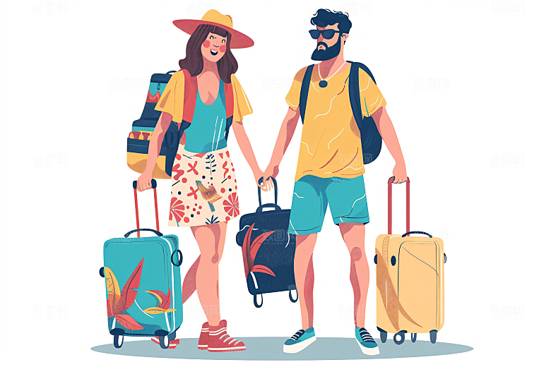 扁平风旅游高清旅行插画