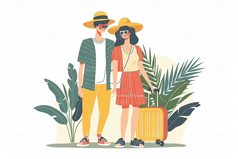 扁平风旅游旅行高清插画