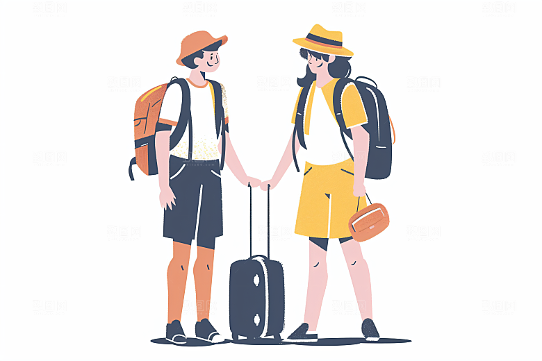 扁平风旅游氛围感简约插画