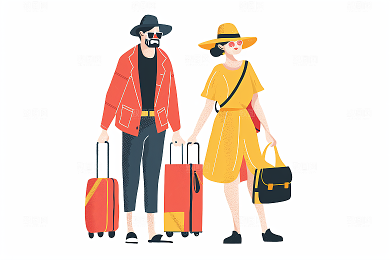 扁平风旅游自然旅行插画